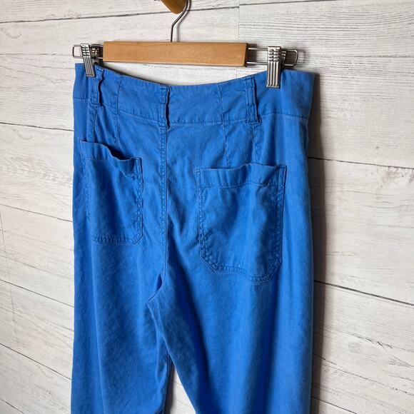 Anthropologie Maeve Pants Womens Size 30 Bright Blue The Collette Linen Wide Leg - Picture 12 of 16